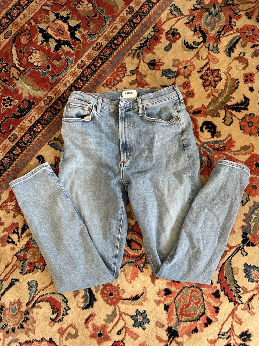 Agolde High-Rise Light Wash Straight Jeans